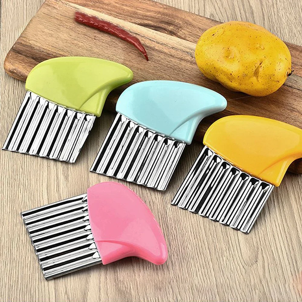 1pcs Potato Cutter Chip Slicer Dough Vegetable Fruit Crinkle Wavy Slicer Knife Kitchen Accessories Chopper French Fry Maker Tool
