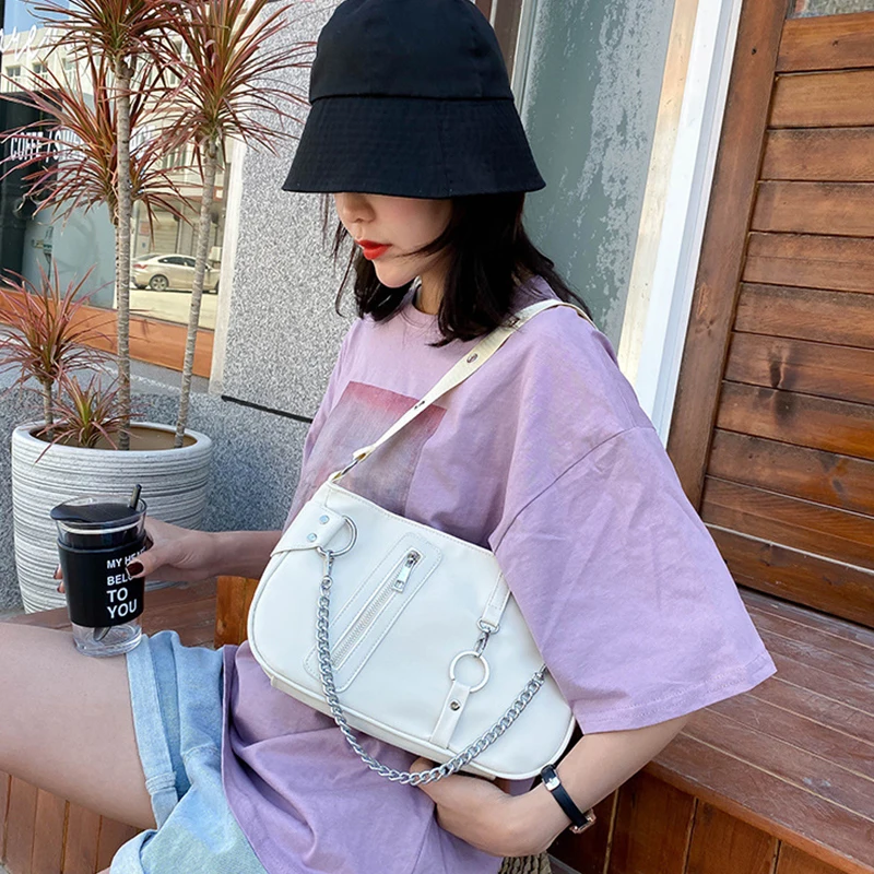 Vintage Nylon Chain Crossbody Bag Women Designer Sport Shoulder Messenger Bags Female Casual Handbags Small Travel Hobo Purses