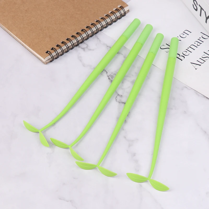 [k]4Pcs 0.5MM 검정 잉크 럭키 리프 러블리 젤 펜 녹색 잎 쓰기 서명 펜 학생용 학교 사무실 필기 용품