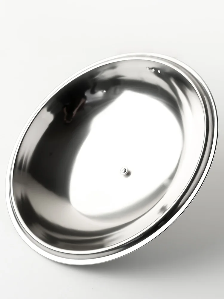 Stainless Steel Old Iron Pot Cover, Thickening Wok, Universal Pot Cover, Kitchen Tools with a Smooth Handle, Modern Household