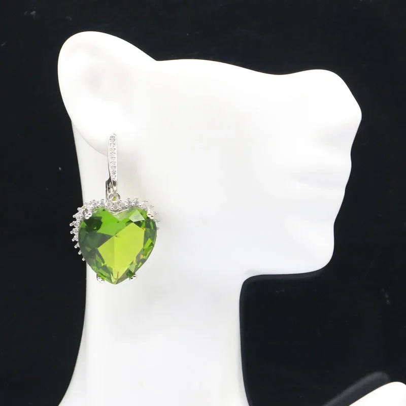 17g Customized 925 SOLID STERLING SILVER Earrings Pretty Heart Shape Pink Morganite Smoky Topaz Peridot Violet Tanzanite CZ Wome