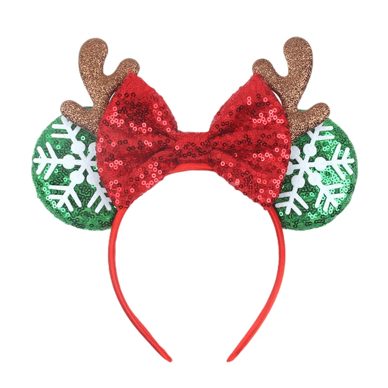 2024 New Christmas Mouse Ears Headband Santa Antler Sequins Bow Hairband For Women Featival Party DIY Hair Accessories Boutique la hermandad de la sabana santa