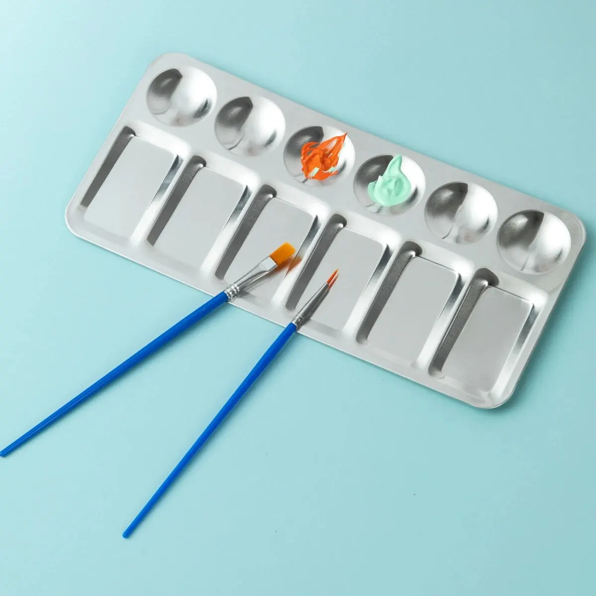 Rectangle Paint Tray Metal Palettes for Acrylic Oil Paint Watercolor Craft Professional DIY Art Painting Palette 1Pcs