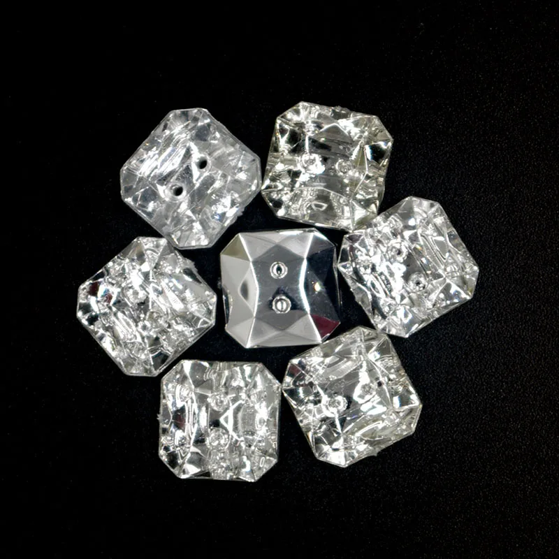 Description Picture 2 of item50PCs Acrylic Sewing Buttons Scrapbooking Square Shape 2 Holes Costura Botones Decorate bottoni botoes 11mm JS3004