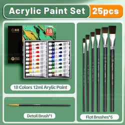 Premium Acrylic Paint Set - Professional Artist Quality with Brushes (25pcs)