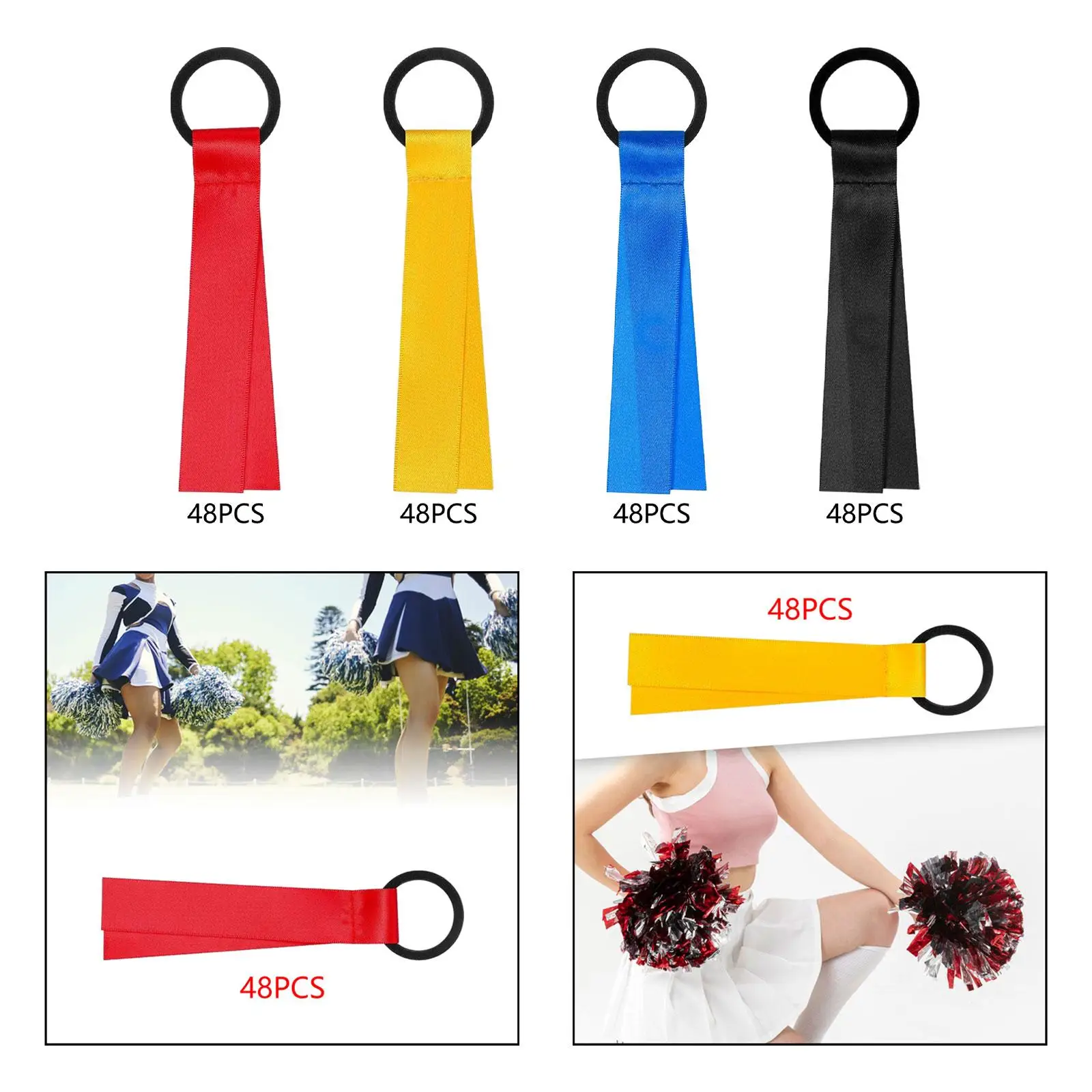 48 Pieces Cheerleader Pom Poms Name Tag for Basketball Cheering Sports Team