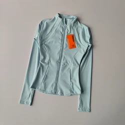 Women's Slim Fit Long Sleeve Sports Jacket - Zip-Up Activewear Yoga & Running Top - S (Sky Blue)