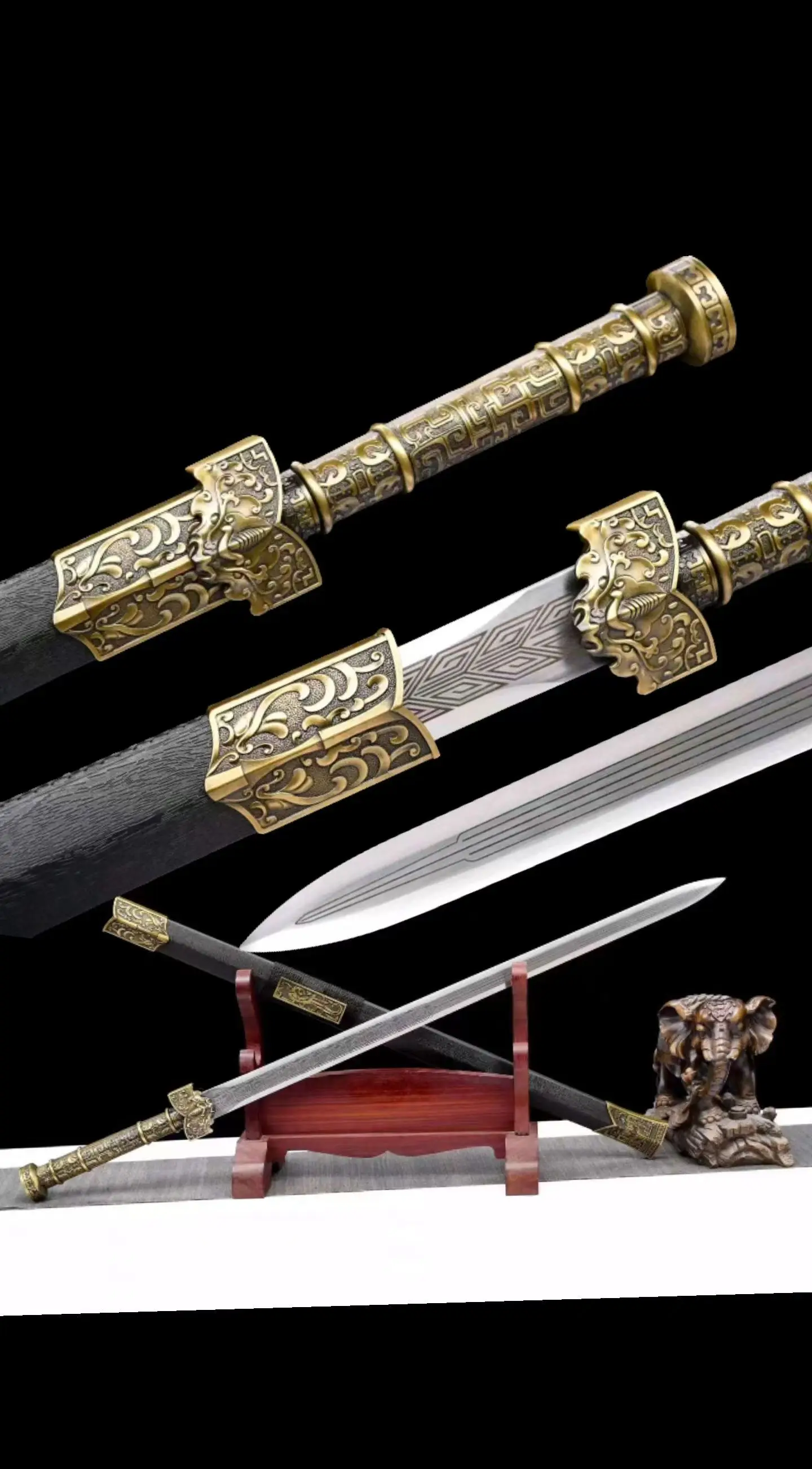 

King Han Dynasty Style Battle Sword, Real Steel Blade, Intergrated Handforged, High Manganese, Kungfu Wushu, Unsharpened