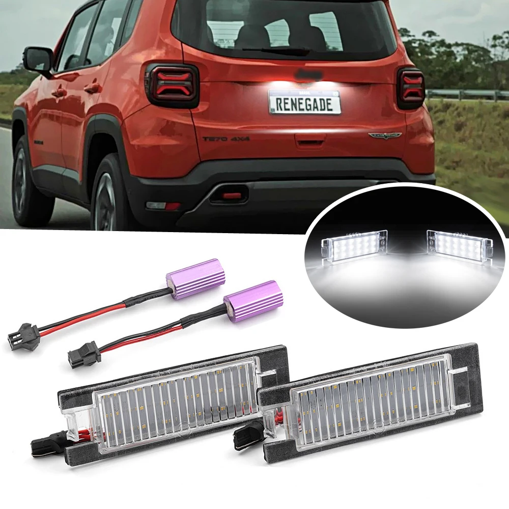 2pcs canbus led license plate light for jeep renegade 2015 2021 white
