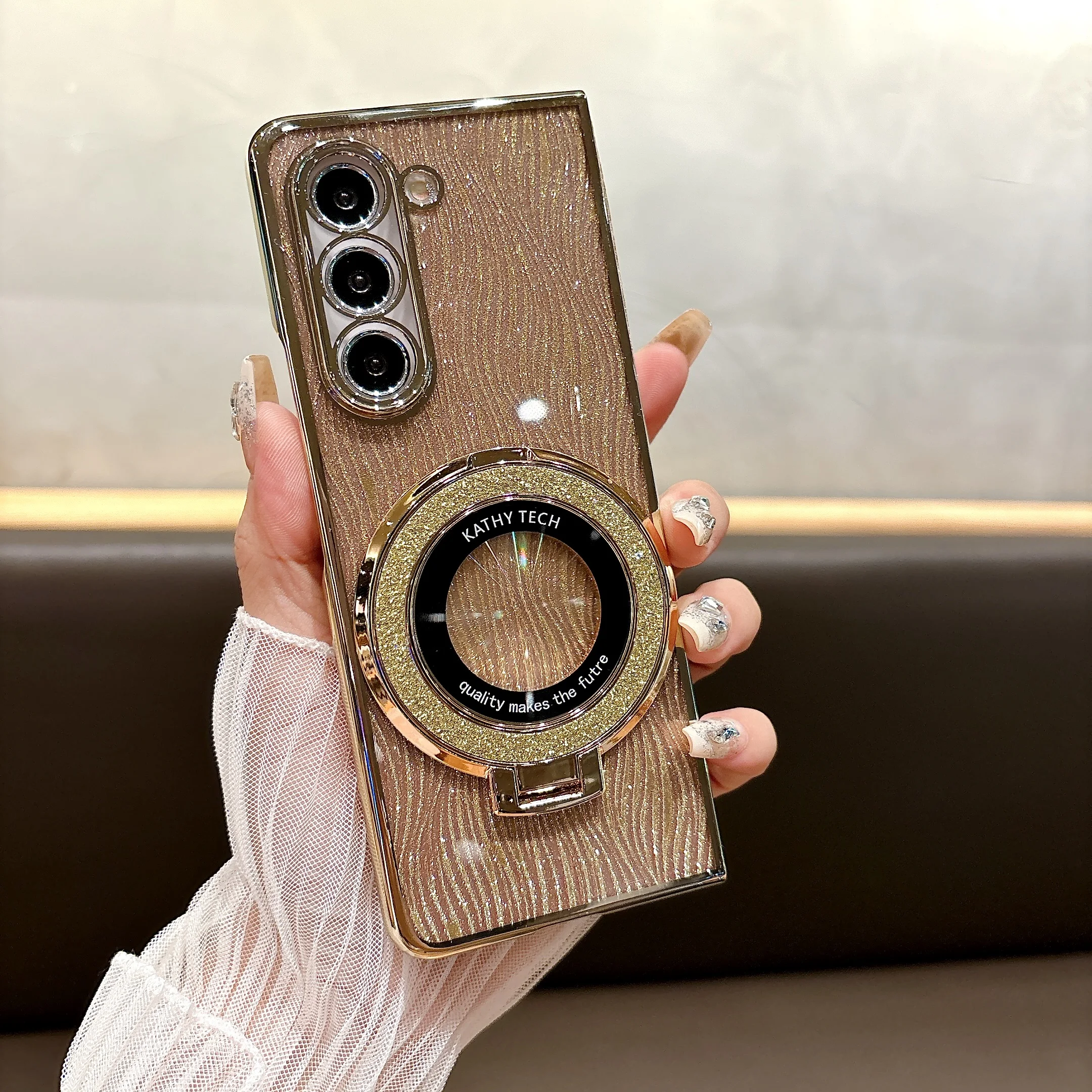Luxury Ring Electroplate Sparkling Magnetic Shockproof Phone Case