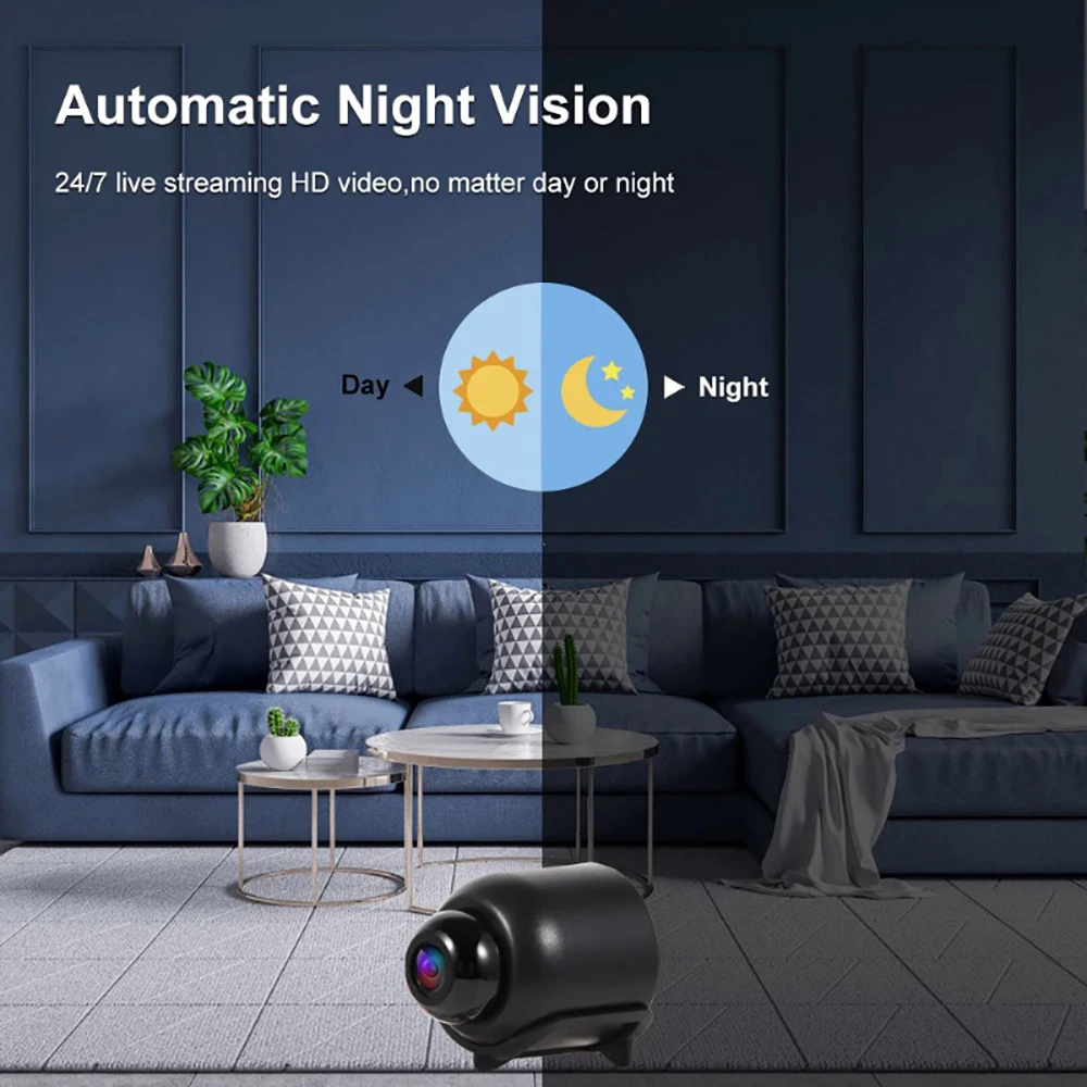 X5 Mini 1080P HD WiFi Wireless Cam Night Vision Motion Detection Home Security Camcorder Video Audio Recorder Surveillance Gears 4