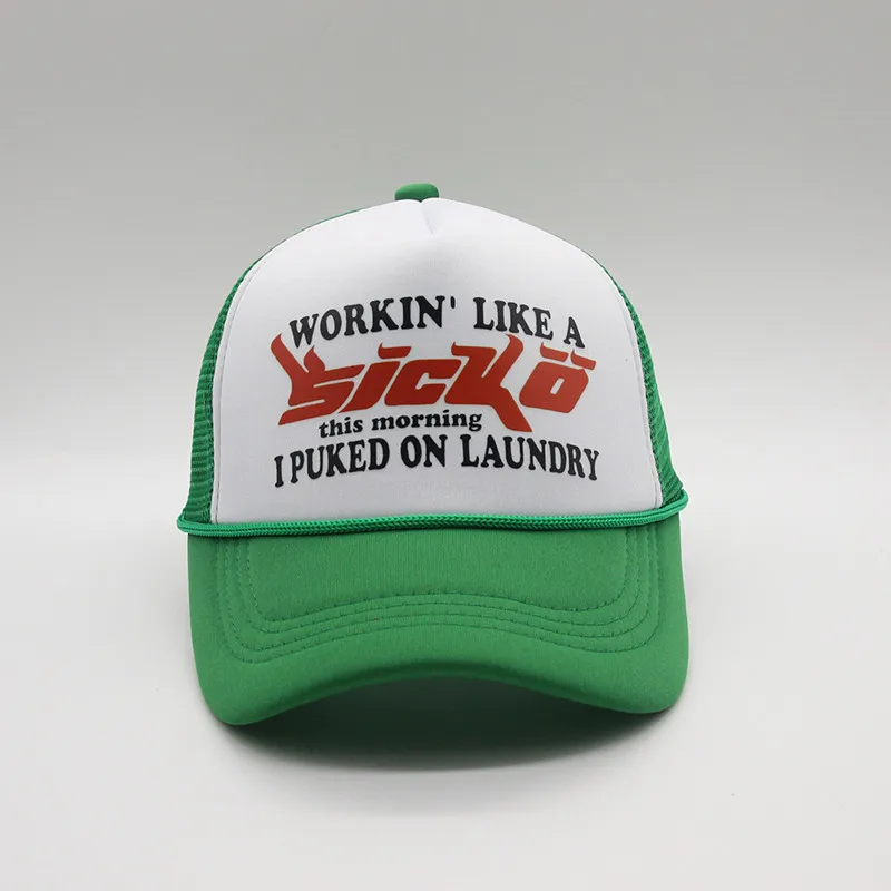 Vintage Sicko Street Letter Trucker Hat Mesh Hats 3D Print Baseball Cap Hip Hop Decoration Caps