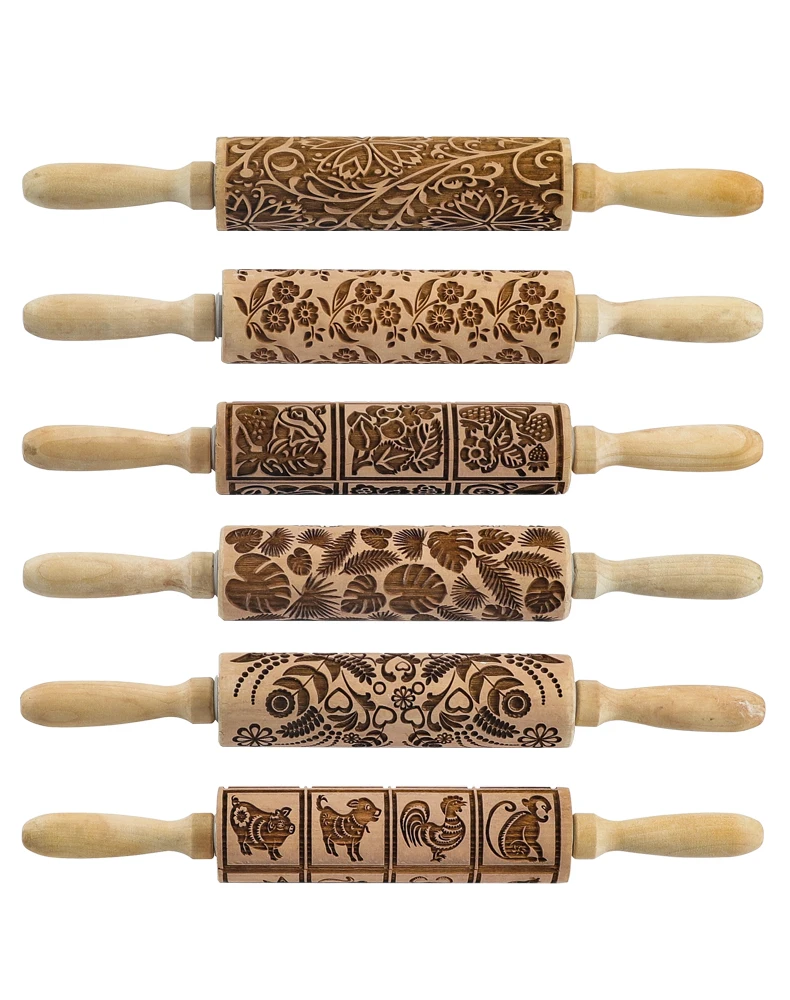 Description Picture 2 of itemPottery Art Wood Texture Roll Relief Tree Stone Flower Pattern Embossed Rod Mud Rolling Pin DIY Ceramic Pottery Tools Mud Roll
