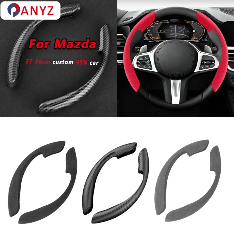 Coprivolante per auto in pelle scamosciata nera per Mazda 2 3 5 6 Atenza Axela CX30 CX4 CX5 CX8 CX30 CX9 Coprivolante per auto