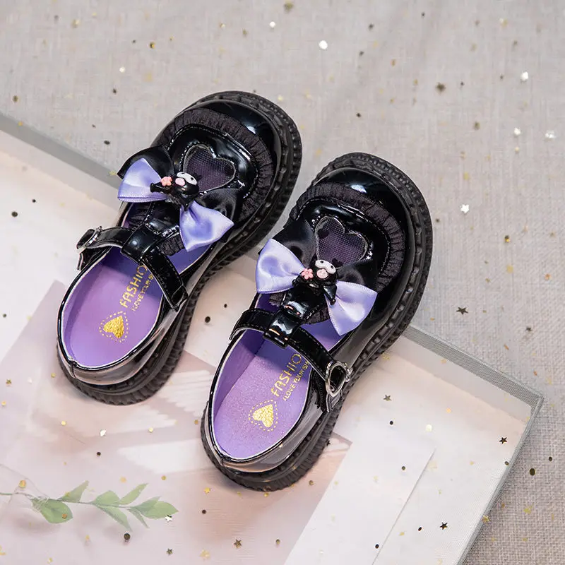 2024 new Kulomi Western Style Baby Princess balck white Girls' Spring And Summer Cool Leather Shoes Lightweight children shoes 6