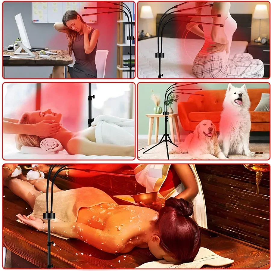 NEW Red Light Therapy Lamp with Tripod , 660&850 nm Deep Near Infrared Light for Body,Face, Neck, Back Therapy Device 4/5 Tubes