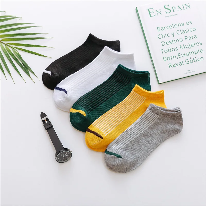 

Four Seasons Couple Socks College Style Men's and Women's Boat Socks Short Tube Shallow Mouth Striped Socks Harajuku Cycling