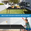 4.5 ft Black Foldable Table Tennis Table Set, Portable Ping Pong Table with Net and 2 Paddles