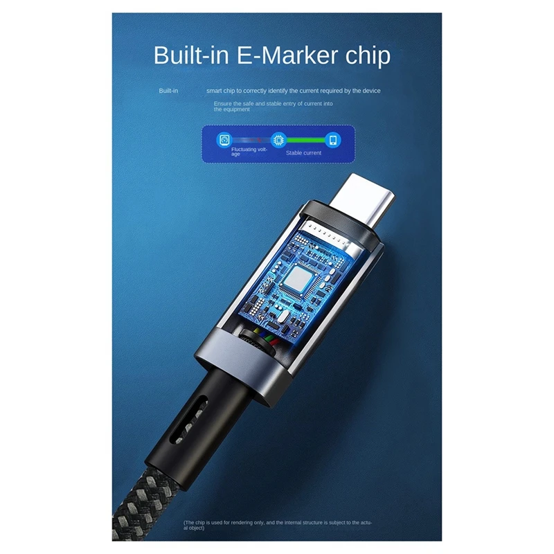 LED 디스플레이가 있는 USB C 충전 케이블, 8K 비디오 지원, 40Gbps, 240W