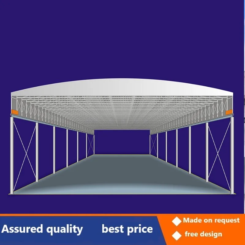 Basketball court roof electric push-pull shed retractablerack awning swimming pool electric awning