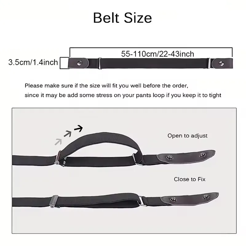2pcs Set No Buckle Elastic Belt Men Unisex Stretch
