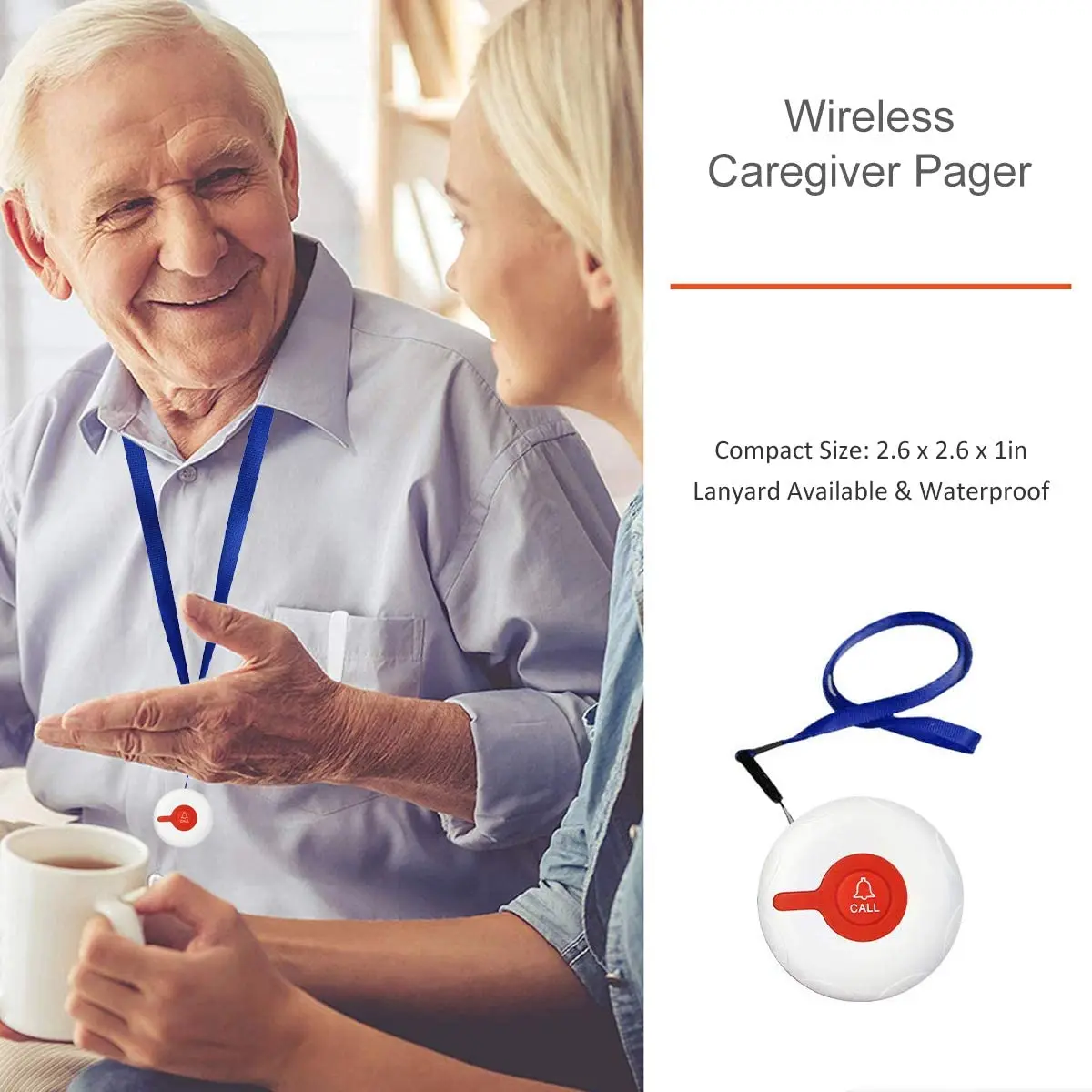 Retekess Caregiver Nurse Calling System Restaurant Pager T128 Watch Receiver + 5 TD009 Call Bell Buttons For Cafe Bar Clinic