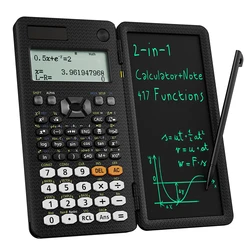 Advanced Scientific Desktop Calculator with Erasable LCD Writing Tablet, 4 - Line Display (Black)