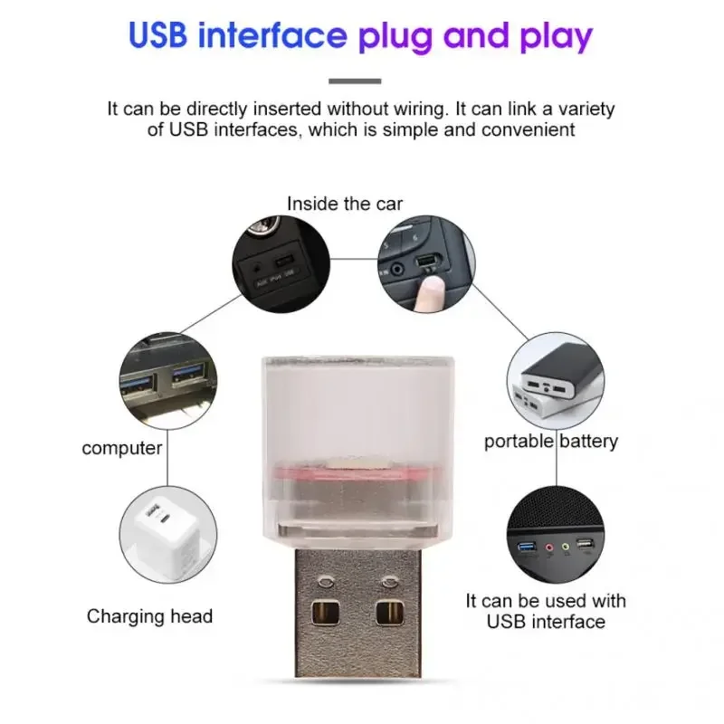 LED Car Ambient Night Light USB Auto Interior Lamp