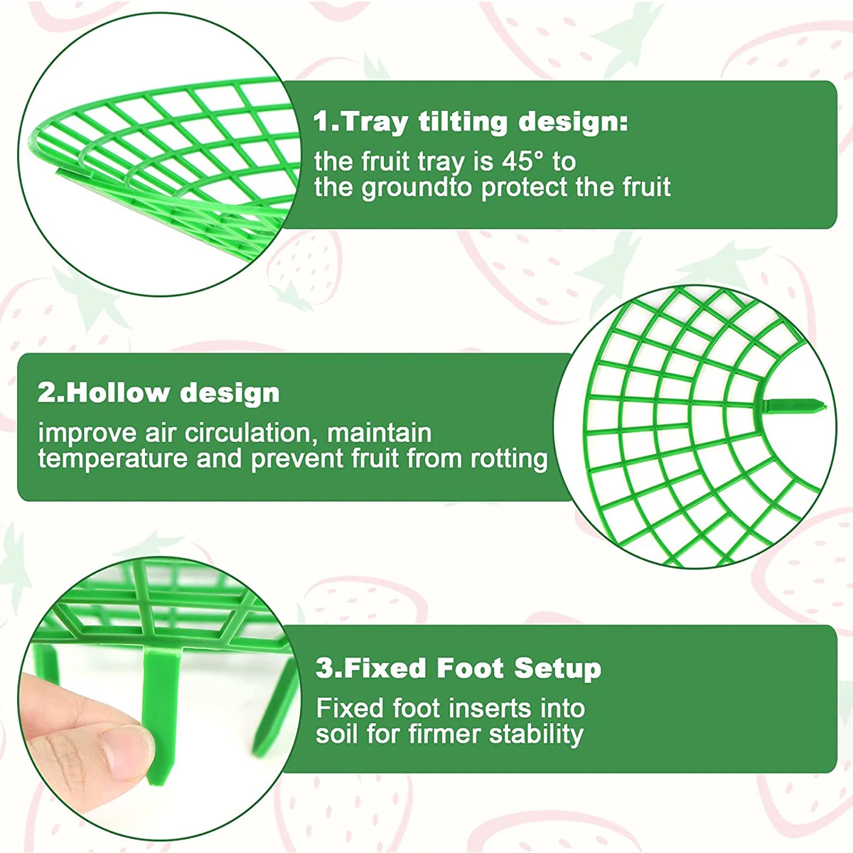 10Pcs Strawberry Plant Supports with 3 Sturdy Legs Strawberry Growing Racks Protector Frame Holder Cage From Mold Rot Dirt plastic plant supports