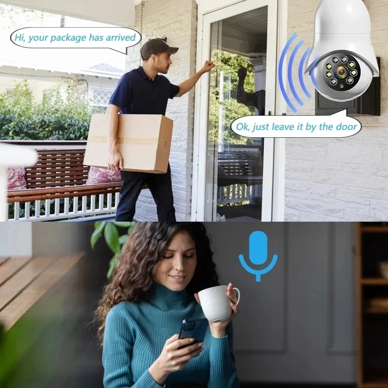 E27 Bulb IP WiFi Camera with Color Night Vision, Two-Way Voice Control, Auto Tracking, Smart Home Security Wireless Camera 3