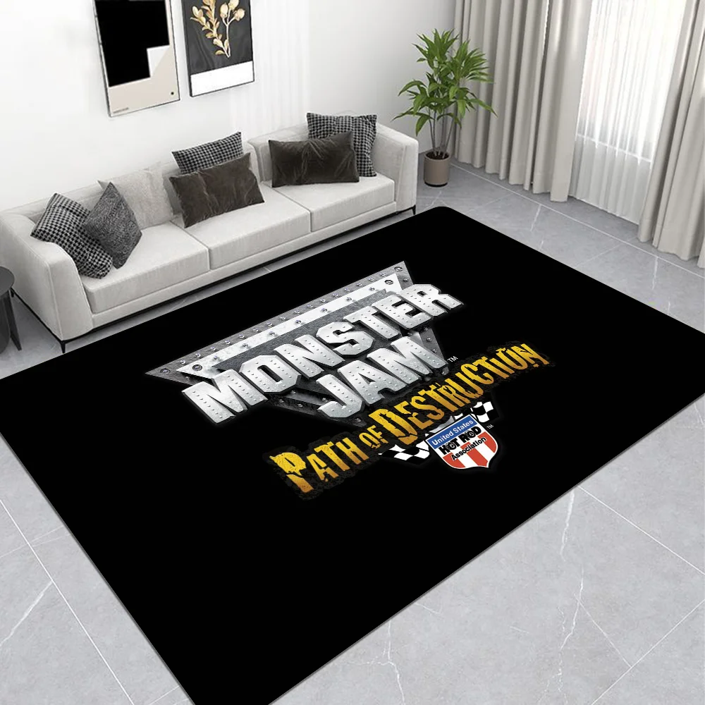 thumbnail image 1 of Alfombra antideslizante con diseño de dibujos animados de Monster Jam para pasillo, lavandería, decoración de balcón, sala de estar infantil, mesita de noche, 1 of 5