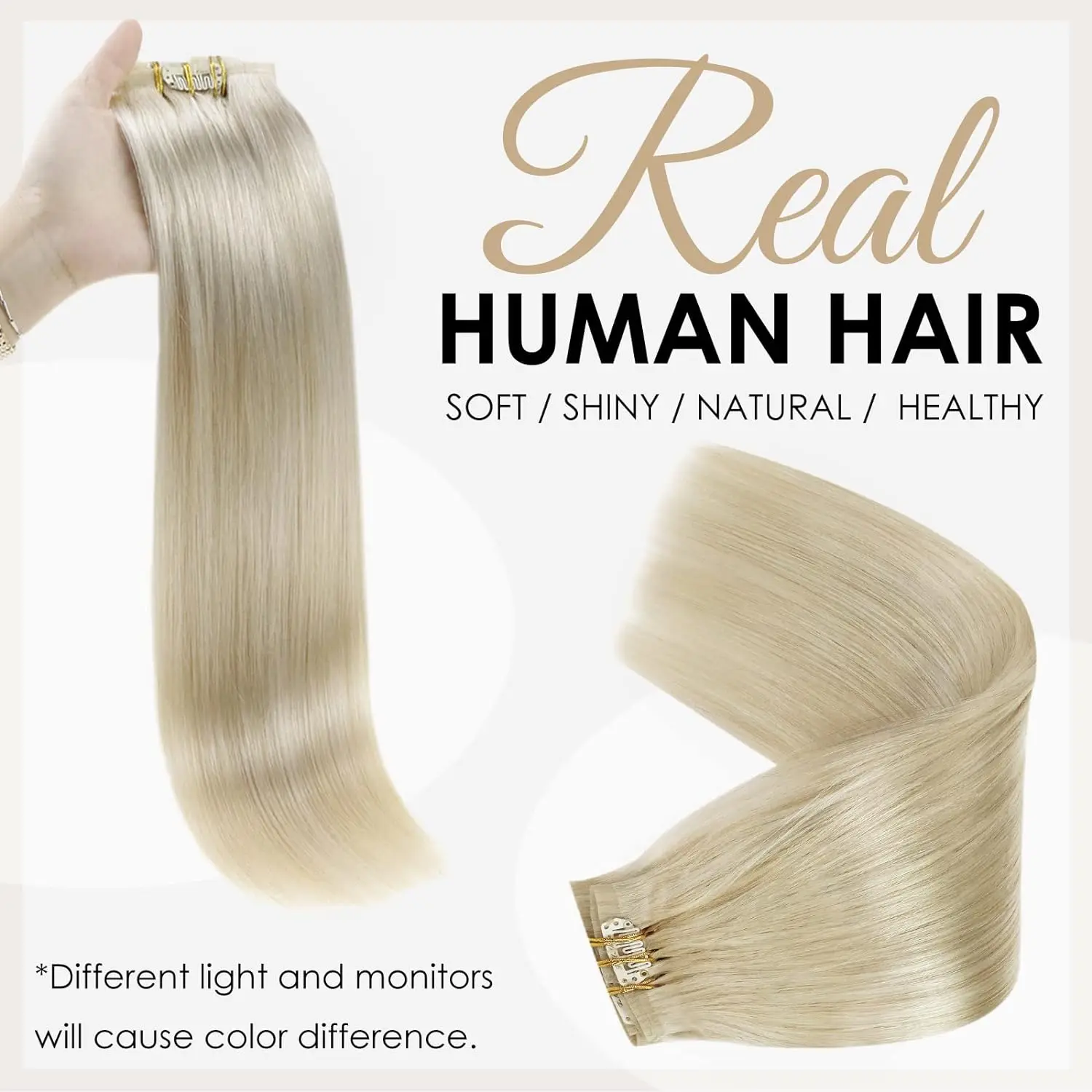 Full Shine Seamless Clip in Human Hair Extensions 8Pcs 120g & 80g Hair Pu Clip on Machine Extension Remy Extensions Blonde