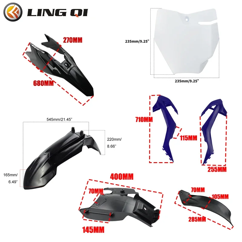 LING QI Motorcycle Plastic Fairing Body Kit Cowling For China KT65 Motocross Dirt Bike Pit Bike KT 65 Motorcycle Parts