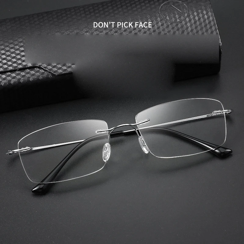 

Ultra Light Pure Titanium Rimless Glasses Business Fashion Square Myopia Hyperopia Astigmatism Optical Prescription Frames 8161