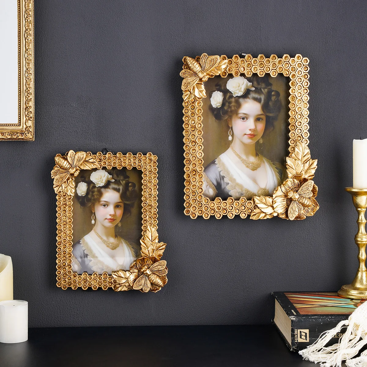 1PC, creative beehive knot-shaped decorative photo frame, resin material frame body desktop warm photo display frame