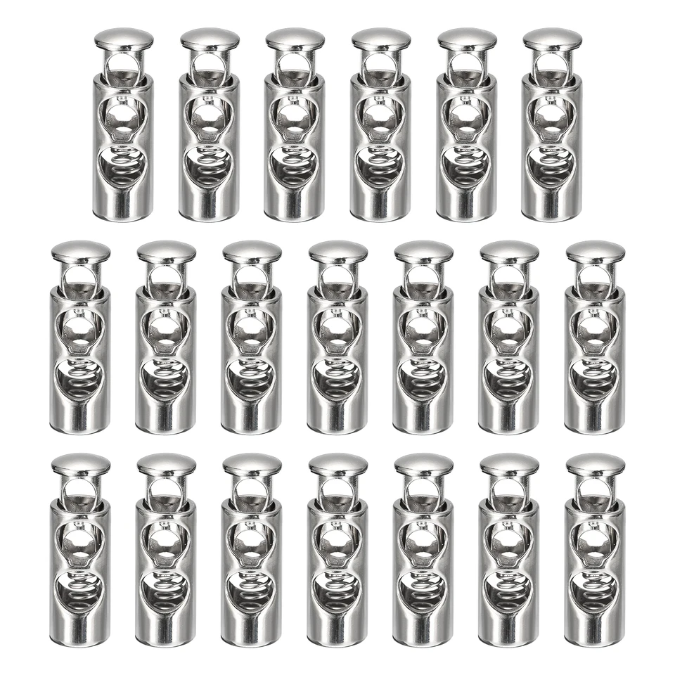 30 Pack Metal Cord Locks Double Hole Spring Stoppers