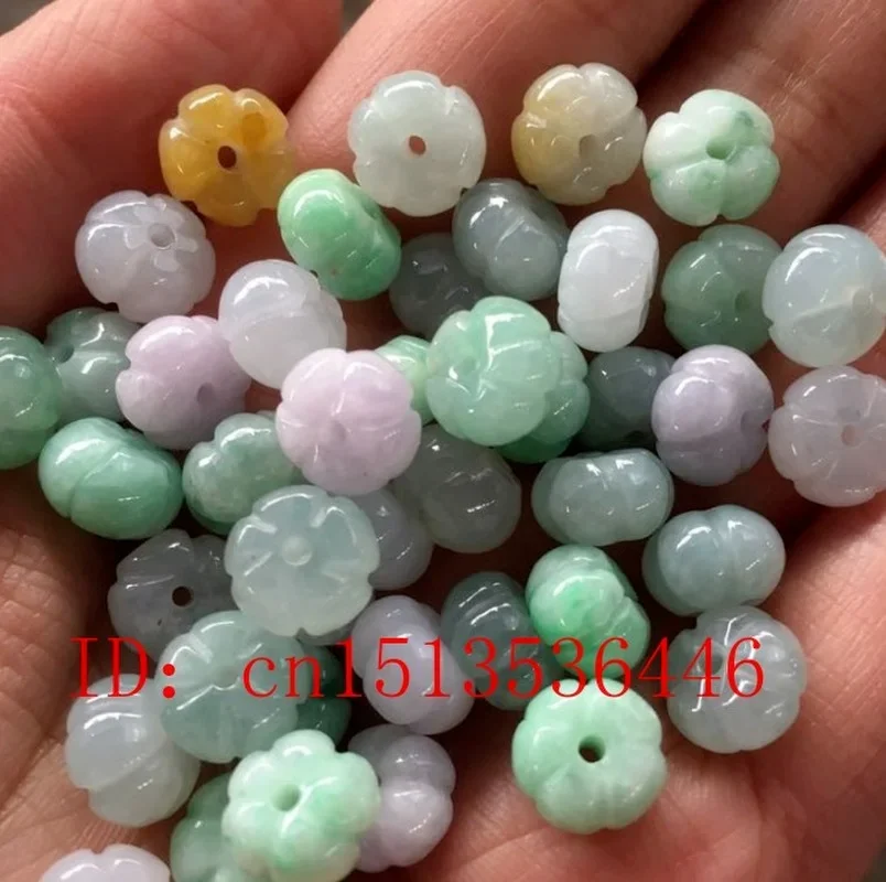 10PC Jade Emerald Tri-coloured Pumpkin Bead Accessories DIY Bangle Earrings Jewellery Fashion  Natural Hand-Carved Luck Amulet