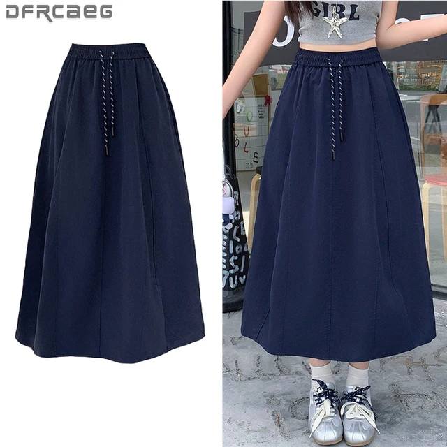 Plus Size Skirt Women 2025 Summer New Fashionable High Elastic Waist A Line Skirt Korean Style Casual Long Skirt Woman