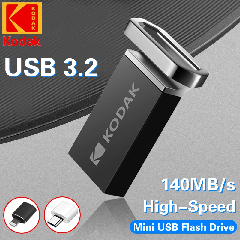 

100% KODAK Super Mini USB Flash Drive 32GB 64GB 128GB USB 3.2 Flash Disk Flash Pendrive Memory stick Pen Drive with Phone Reader