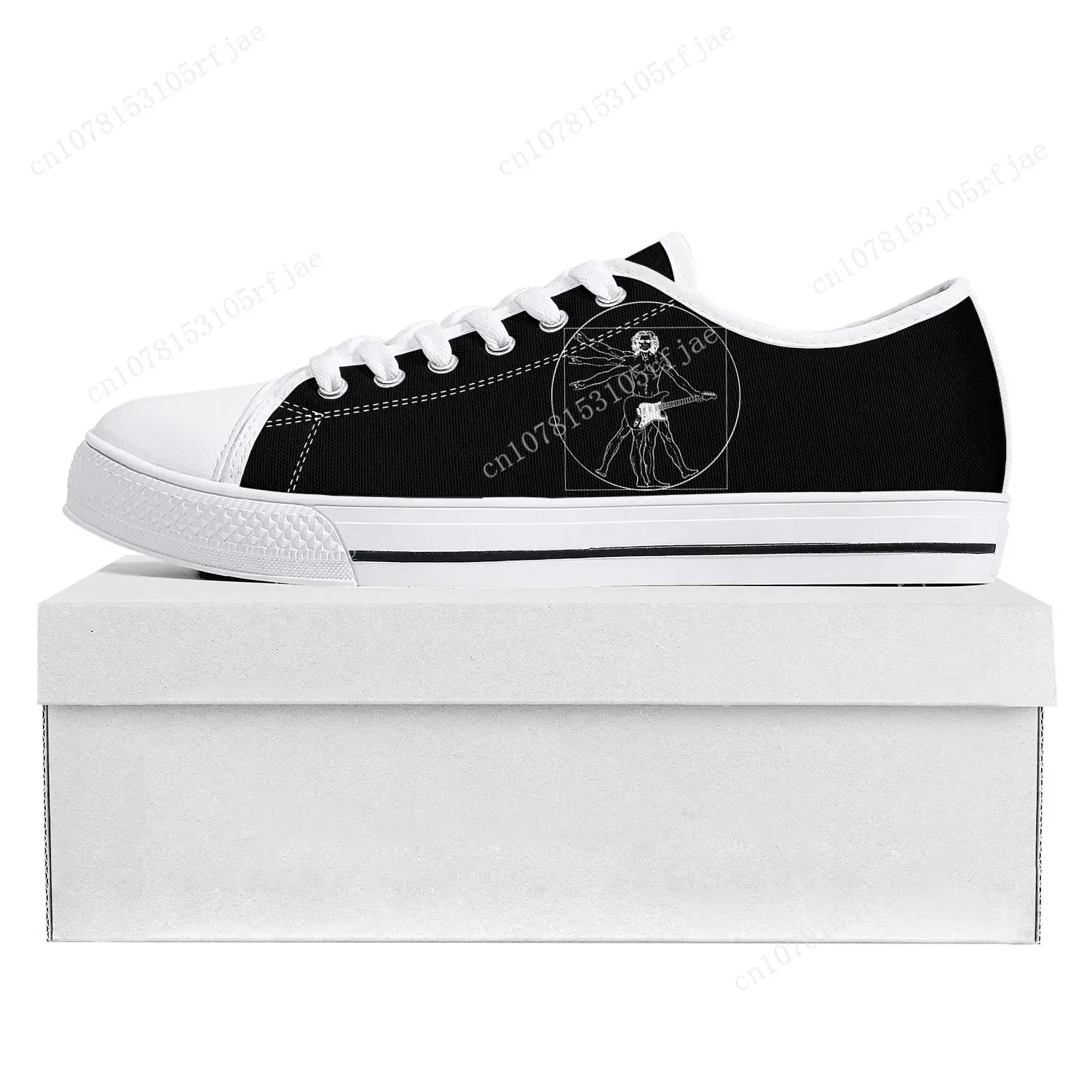 Vitruvian Man Guitar Low Top Leonardo da Vinci Sneakers Mens Womens Teenager High Quality Canvas Custom Shoe Casual Couple Shoes