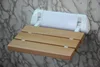 YUSUN Bathroom Wooden Foldable Shower Seat Wall Mounted 4