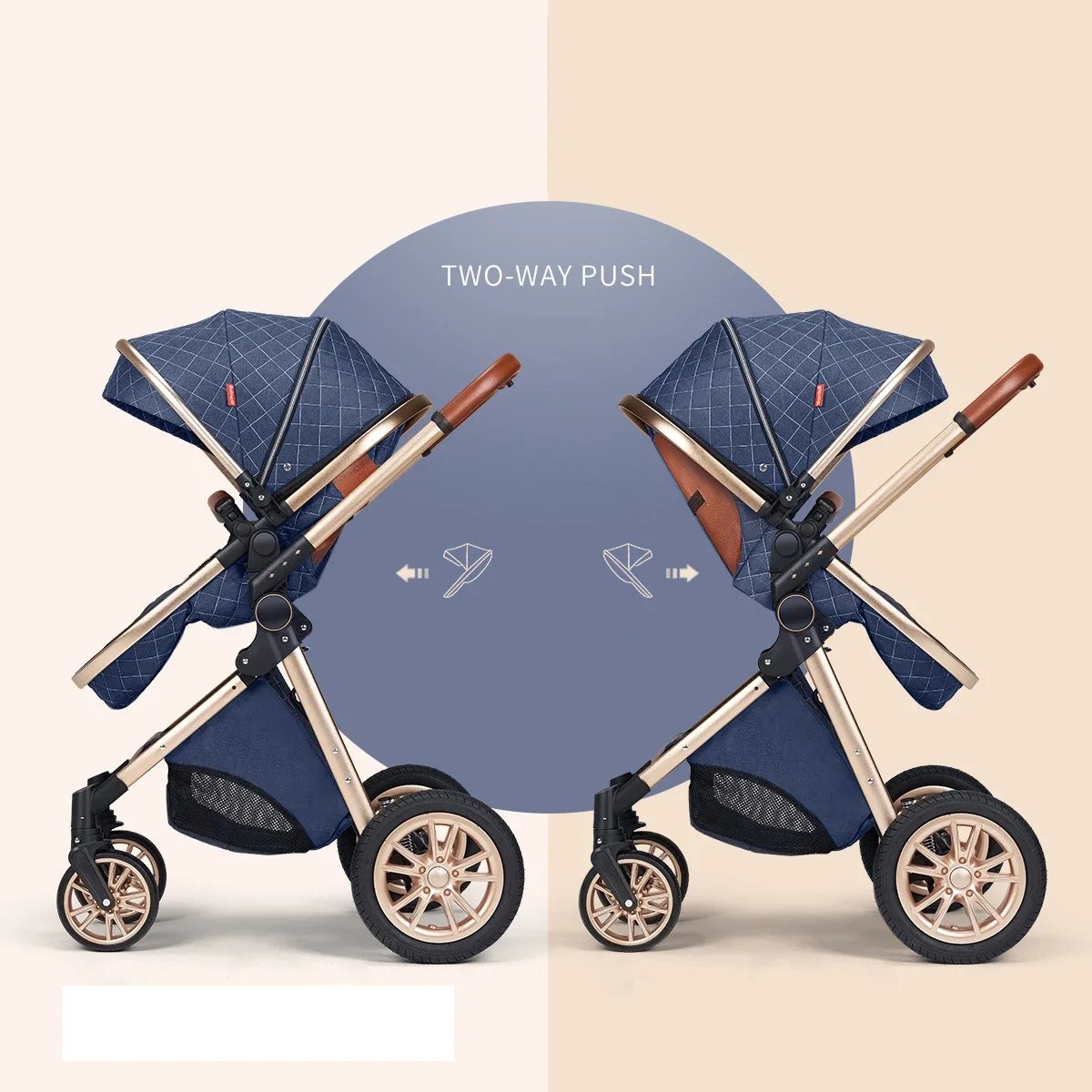 Luxury Baby Stroller 3 in 1 High Landscape Baby Cart Can Sit Can Lie Portable Pushchair Cradel Infant Carrier