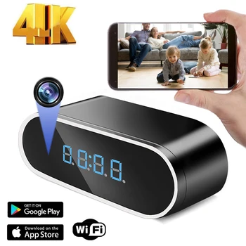 4K 1080P HD Clock Camera Wireless WIFI Micro Cam IR Night View Alarm Camcorder Home Smart