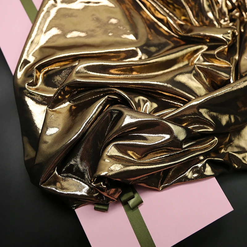 Tessuto Elasticizzato Oro Metallic 150cm X 1m – Spandex Lucido Per Costumi Di Scena, Abiti Da Sposa E Decorazioni