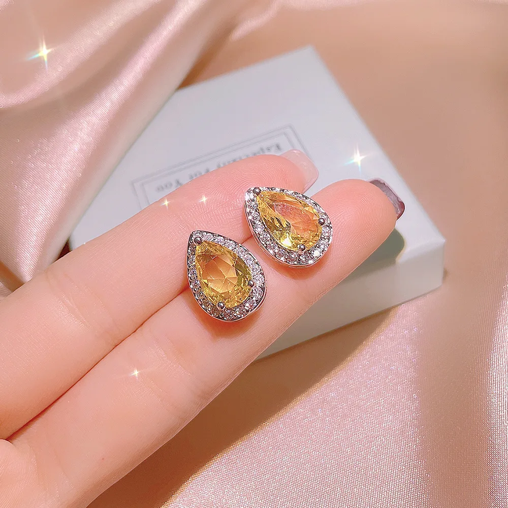 Jewelry Set Silver Jewelry Set Exquisite Jewelry Three-piece Set for Women Fashion Zircon Drop Shape Earrings Necklace Ring Wedding Bridal Jewelry Set
