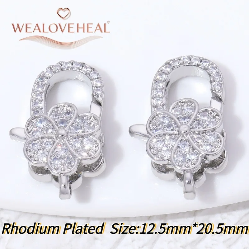 Modischer Zirkon-Blumen-Verschluss, 18K Vergoldeter Messing-Metallverschluss für DIY Handgemachte Schmuckherstellung Zubehör – Detail 21