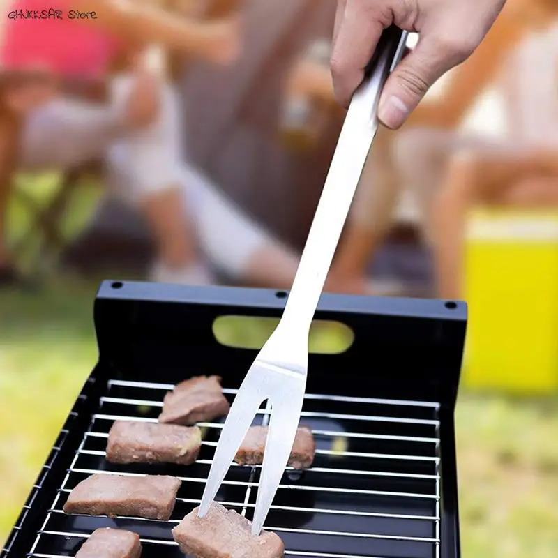 Barbecue Skewers Barbecue Tools Steel Stainless Forks Bbq Serving Grill Roasting Grilling Carving Cooking Fruit Clamp Sticks Steak Picnic