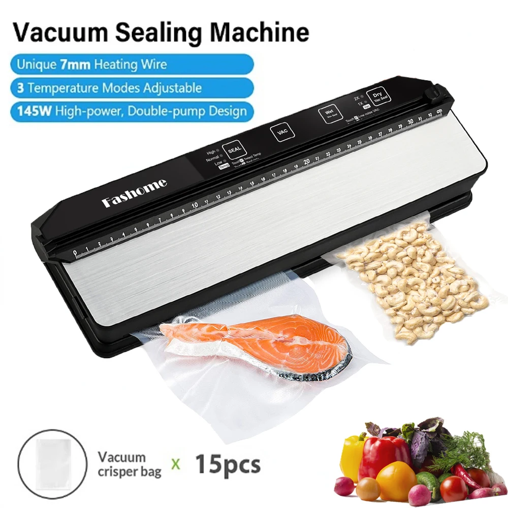 Home Vacuum Packaging Machine Dry & Wet Food Packaging Sealer Snack Fruit Meat Degasser Kitchen Vacuum Sealer with Storage Bags 3