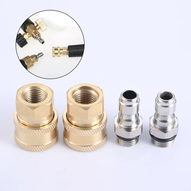 Nyomásmosó Adapter Sárgaréz/Acélcsatlakozó 1/4 "Női Gyors Csatlakozás M14*1,5 Női Szál Csatlakozó Kerti Tömlő Autó Mosás