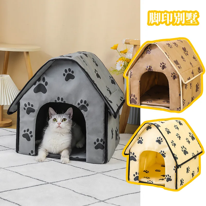 

Dog Bed Waterproof Canvas Roof Bed for Dog Thickened Cold-Proof Nest Cat House Kitty Shelter Cat Cave Dog Pet Bed Basket for Dog